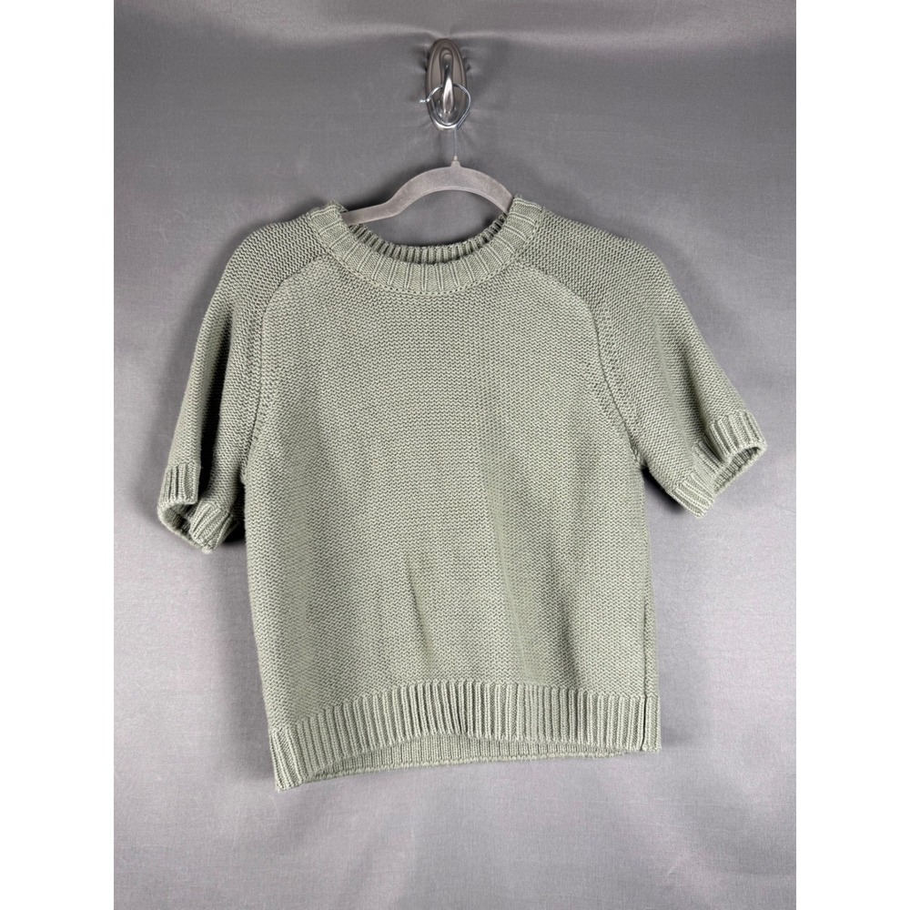 Willow & Wind Knit Sweater Womens Small Sage Green Short Sleeve Raglan Crew Neck